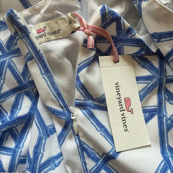 Vineyard Vines Bamboo Lattice Halter Jumpsuit Size 10 Blue White - Picture 9 of 16